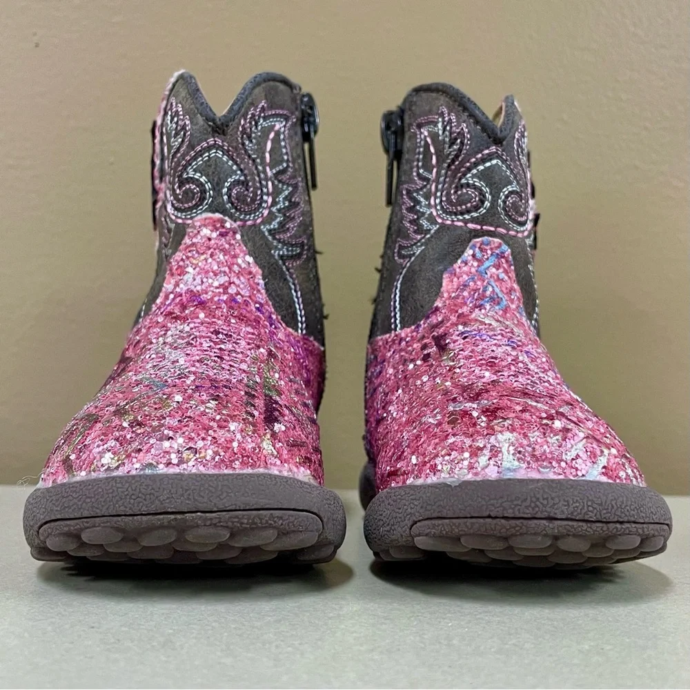 Roper Kids Cowboy Boots Girls 3 Infants Glitter Aztec Pink Southwest Western